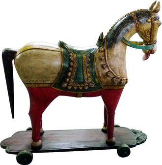 Biscottini International Biscottini - Caballo Con Ruedas De Madera Pintada L45xpr151xh155 Cm