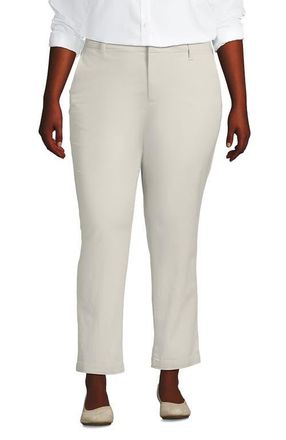 Lands End Mid Rise Classic Straight Leg Chino Ankle Pants in Light Stone at Nordstrom, Size 16W