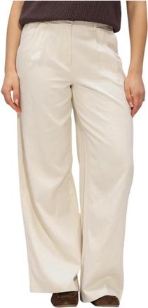Object Objtuba MW LO Wide Pant - Dames - Wijde Broeken - Beige - XS - Katoen - Broeken