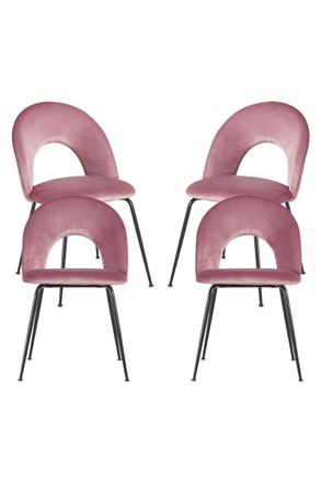 Regalos Miguel Packs Sillas Comedor - Pack 4 Sillas Dawa Black Terciopelo - Rosa