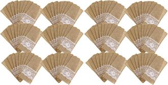 OEM 150 Piezas De Estuches De Arpillera Con Encaje Para Cubiertos, Vajilla R&uacute;stica Para Bodas, Porta Cuchillos Y Tenedores, Bolsa De Arpillera De Yute Par