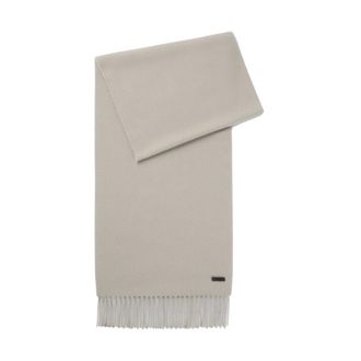 HUGO BOSS Fringed Wool Blend Scarf Brown - male - Hugo - Winter Scarves - Brown - ONE SIZE - Accessories