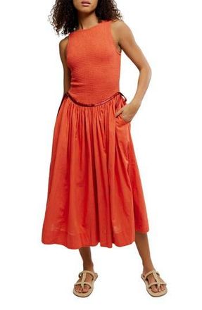 Free People Nightingale Smocked Bodice Midi Sundress in Rose Sienna Combo at Nordstrom Rack, Size Large
