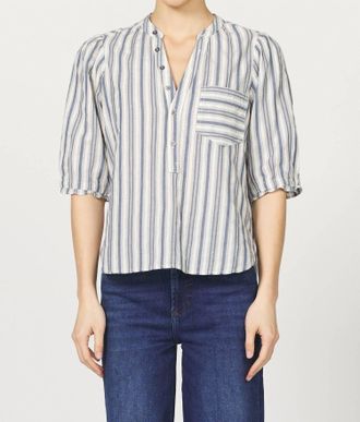 Dear John Denim Sidney Top In Dark Blue Stripe
