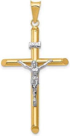 Diamond2Deal 14k Two-tone Gold Polished Jesus Crucifix Pendant