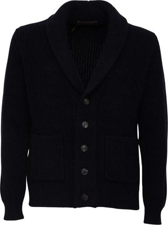 FILIPPO DE LAURENTIIS Sjaalkraag vest - Heren - Vesten - Blauw - 2XL - Katoen - Truien & Vesten