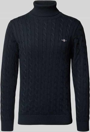 GANT Strickpullover mit gerippten Abschlüssen in Marine, Größe XXXL