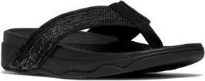 FitFlop Surfa Sequin Post Toe Sandal in All Black at Nordstrom Rack, Size 10