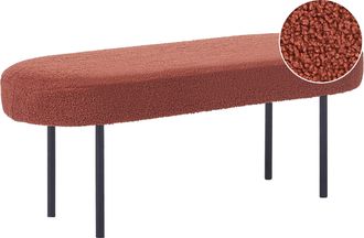 Beliani Banco Tapizado De Boucl&eacute; Ovalado Patas De Metal Estilo R&uacute;stico Retro Marr&oacute;n Dorado Wolfeboro