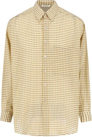 Auralee Beige Check Cotton Shirt