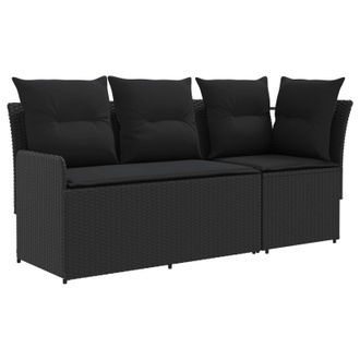 vidaXL Sof&aacute; De Jard&iacute;n Con Brazo Y Sof&aacute; En Esquina 2 Pieza Negro Vidaxl