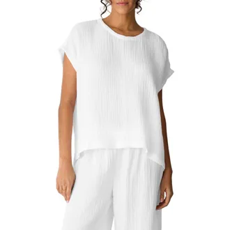 Eileen Fisher Round Neck Square Top in White at Nordstrom, Size Xx-Small