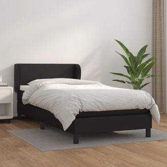 vidaXL Cama Box Spring Con Colch&oacute;n Cuero Sint&eacute;tico Negro 80x200 Cm Vidaxl