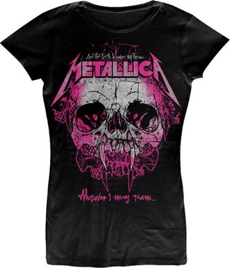 Metallica T Shirt Wherever I May Roam Band Logo Official Womens Skinny Fit Black XL