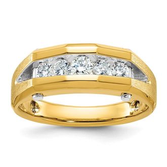 Diamond2Deal 14k Two-tone Lab Grown Diamond 5-Stone Band Ring 1/2Ct Clarity- VS Color- G-H