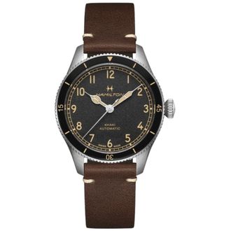 Hamilton Khaki Aviation Pilot Pioneer Auto Black Dial Brown Rubber Strap Womens Watch H76205530