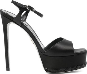 Rene Caovilla 150mm sandalen verfraaid met plateauzool - Zwart