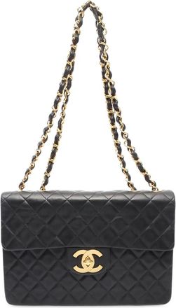 Chanel Borsa a spalla Maxi XL Classic in pelle di agnello con battente 1994-1996 - Nero