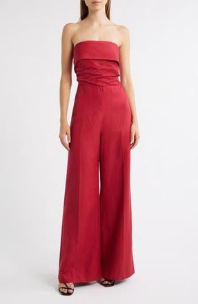 Mango Foldover Strapless Jumpsuit in Red Orange at Nordstrom Rack, Size Large