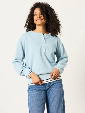 Fat Face FatFace Blue Garment Dye Henley Top