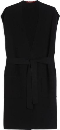 Max Mara Abete Lange Vest - Dames - Bodywarmers - Zwart - M - Leer - Jassen
