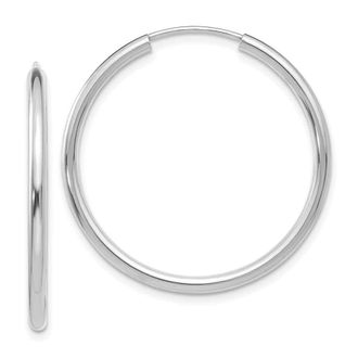 Diamond2Deal 10k White Gold Round Endless Hoop Earrings 1.35g