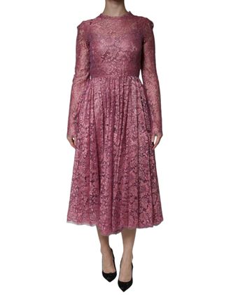 Dolce & Gabbana Womens Lace Midi Dress - Fuschia Viscose - Size EU 32 (Womens)