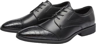Generic Mens Microfiber Leather Lace-Up Dress Shoes, Business Formal Oxfords with Anti-Slip Rubber Outsole, Comfortable Office Footwear(Black,8.5 UK)
