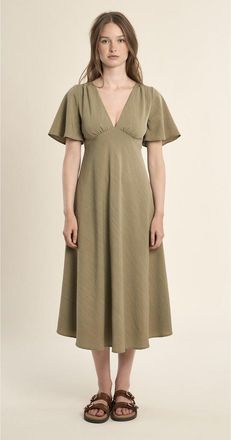 Molly Bracken Maxi-jurk met korte mouwen en V-hals