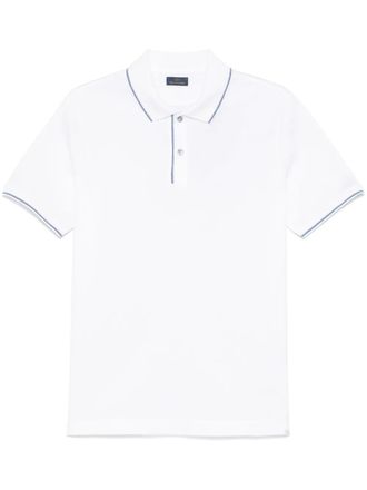Paul & Shark White Striped Short-Sleeve Cotton Polo Shirt