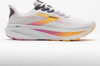 Brooks Womens Ghost 17 Running Shoe In Oyster/apricot/pink