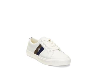 Lauren Ralph Lauren Janson Sneakers Womens Shoes Snow White/Refined Navy/Dark Olive : 8.5 B - Medium, Leather