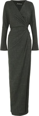 Cortana Tijd- groene jacquard wikkeljurk - Dames - Wikkelkleedje - Groen - 2XS - Wol - Kleedjes