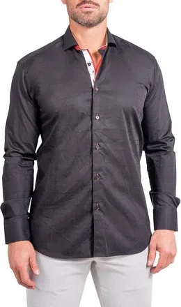 Maceoo Einstein Ascension Contemporary Fit Button-Up Shirt in Black at Nordstrom, Size 6