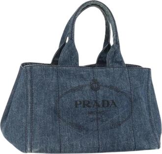 Prada Pre-owned Canvas Tote Bag - Dames - Vintage Shopper - Blauw - ONE Size - Vintage