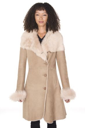 Infinity Leather Dames suède merino shearling jas met Toscana kraag-Hanoi