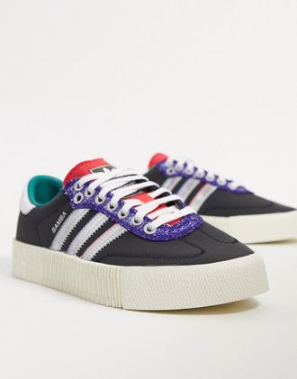 adidas Originals Samba Rose - Sneakers con paillettes nero e argento