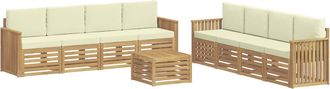 vidaXL Conjunto De Sof&aacute;s De Exterior 9 Uds. Blanco Y Crema Poli&eacute;ster Vidaxl