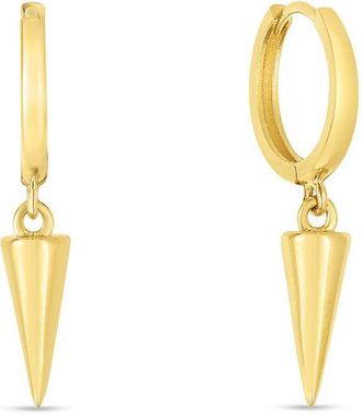 Tresorra 14K Yellow Gold Spike Drop Hoop Earrings