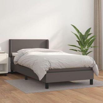 vidaXL Cama Box Spring Con Colch&oacute;n Cuero Sint&eacute;tico Gris 80x200 Cm Vidaxl