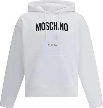 Moschino Hoodies & sweatvesten, Heren, Wit, S, Katoen, Gelogoëerde Katoenen Hoodie met Zak