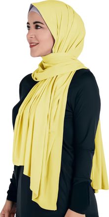 Lina & Lily Non-see-through Premium Jersey Modal Hijab Head Scarf Shawl Wrap for Muslim Women (Yellow)