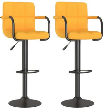 vidaXL Taburetes De Cocina 2 Unidades Tela Amarillo Mostaza Vidaxl