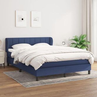 vidaXL Cama Box Spring Con Colch&oacute;n Tela Azul 140x200 Cm Vidaxl