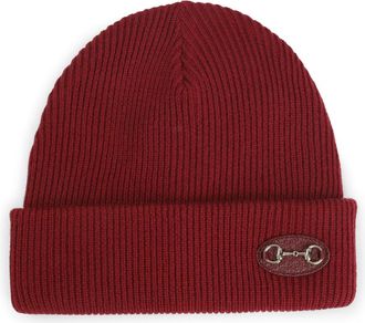 Gucci Bordeaux Wool Horsebit Beanie-Donna