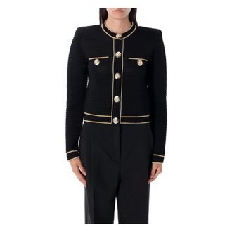 Balmain Textured Knit Cardigan Noir/or Aw25