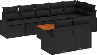 vidaXL Garden Sofa Set 9 pcs Black Poly rattan Vidaxl