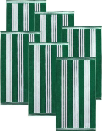 Superior Set Of 6 Cabana Stripe Oversized Cotton Beach Towels
