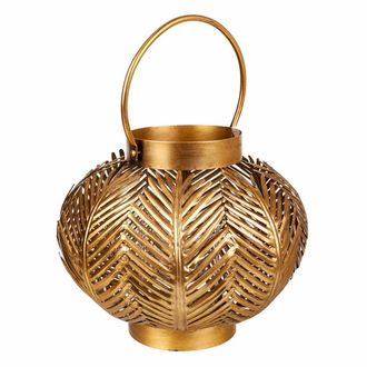 Wanderlust Deco Wanderlust Deco - Portavelas De Metal Dorado 34x34x27