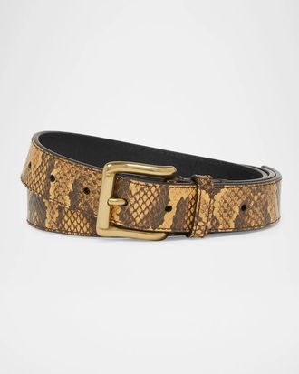 Amiri Men & apos;s Lizard-Effect Leather Belt